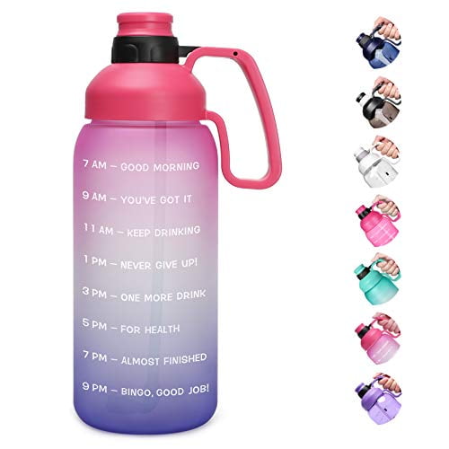 Motivational Fitness Water Jugs with Handle & Time Marker to Ensure You Drink Enough Water School and Office for Fitness Large 64oz Water Bottle with Straw & Time Marker Gym 